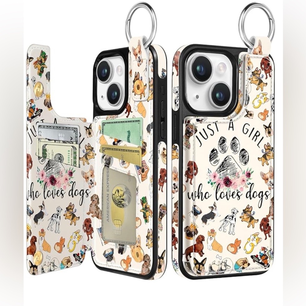 iPhone 14 Plus - Dog-Lover Themed Phone Case with Card Holder